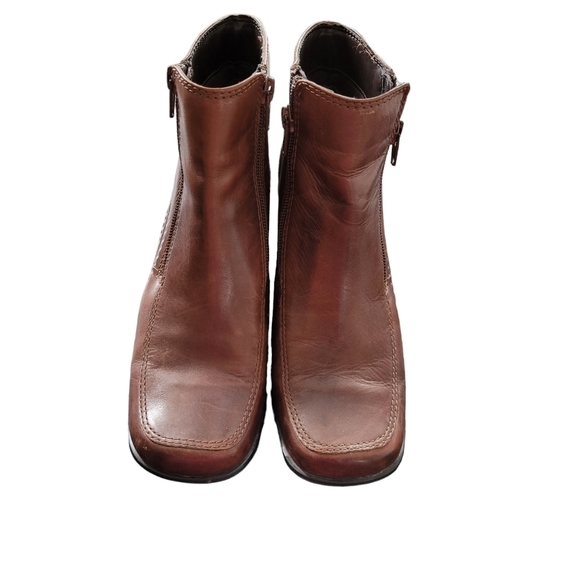 VINTAGE 90s Chunky Brown Leather Ankle Boot Womens Size 6 - Picture 4 of 7